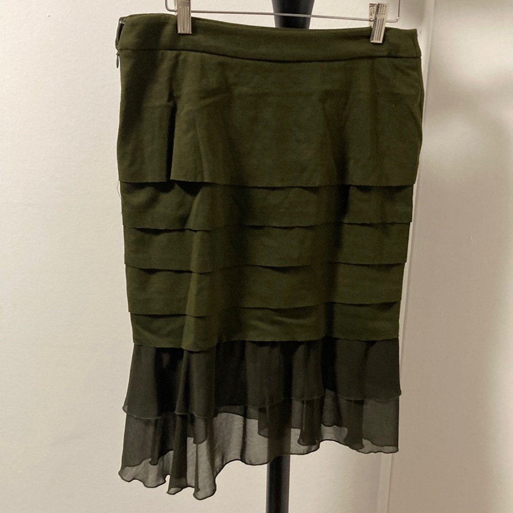 Patrizia Luca Dark Green Layered Pencil Skirt